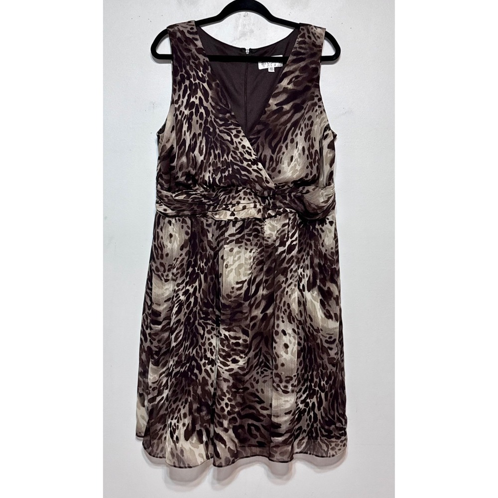 Y2K Glam Leopard Cocktail Dress 16W Mob Wife Quiet Luxury‎  Classic Elegance